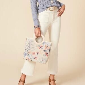 Spartina 449 Juliette Crop Flare Jeans Size 8 Buttercream 26.5” Inseam